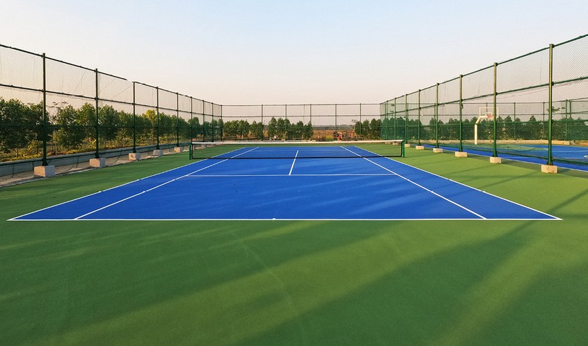 two acrylic tennis turfs